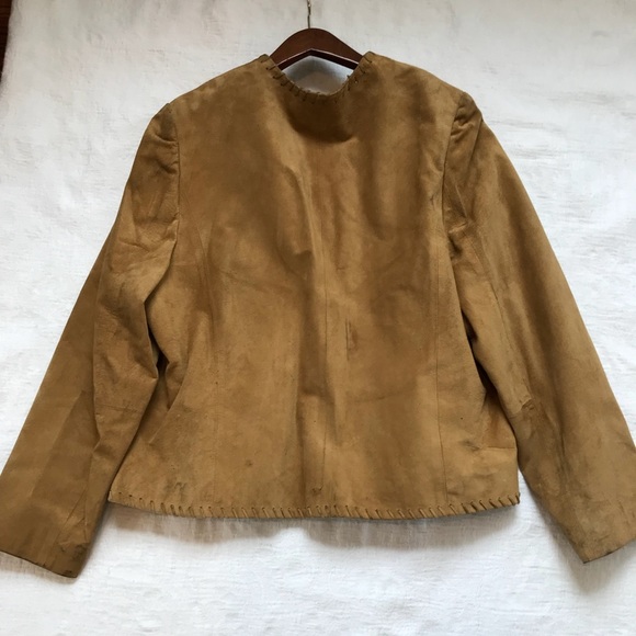 MARKS & SPENCERS**Beige Suede Jacket US 16 - Picture 3 of 8